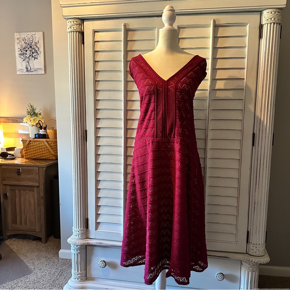 Fit and flare dress with princess neckline.